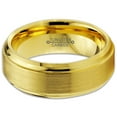 thumbnail image 5 of Tungsten Wedding Band Ring 8mm for Men Women Comfort Fit 18K Yellow Gold Plated Step Beveled Edge Brushed Polished Lifetime Guarantee, 5 of 5