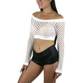 thumbnail image 6 of ToBeInStyle Women's Fishnet Long Sleeve Crop Top, Blouses & Tops, 6 of 12