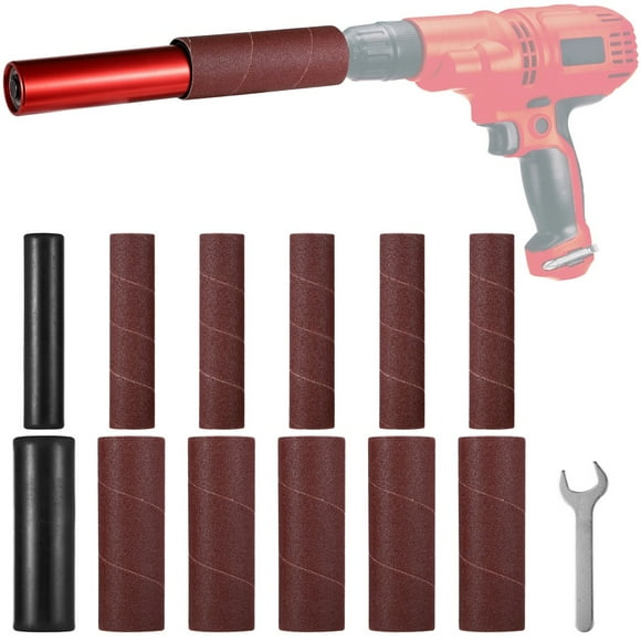 Portable Spindle Sander Drum Set, Hand-Held Rubber Sanding Drum with 10pcs Sanding Sleeves, Power Drill Attachment for Wood, Metal, Glass, Stone, Plastic
