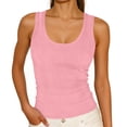 thumbnail image 2 of Fabrcox Ribbed Tank Top Women Sleeveless Square Neck Summer Tank Tops for Women Stretch Wide Strap Breathable Hiking Fitted Basic Women Undershirt L, 2 of 6