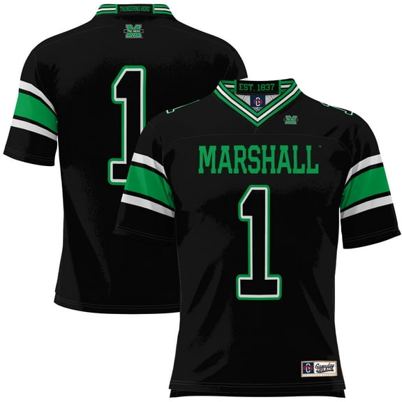 Men's GameDay Greats #1 Black Marshall Thundering Herd Football Jersey