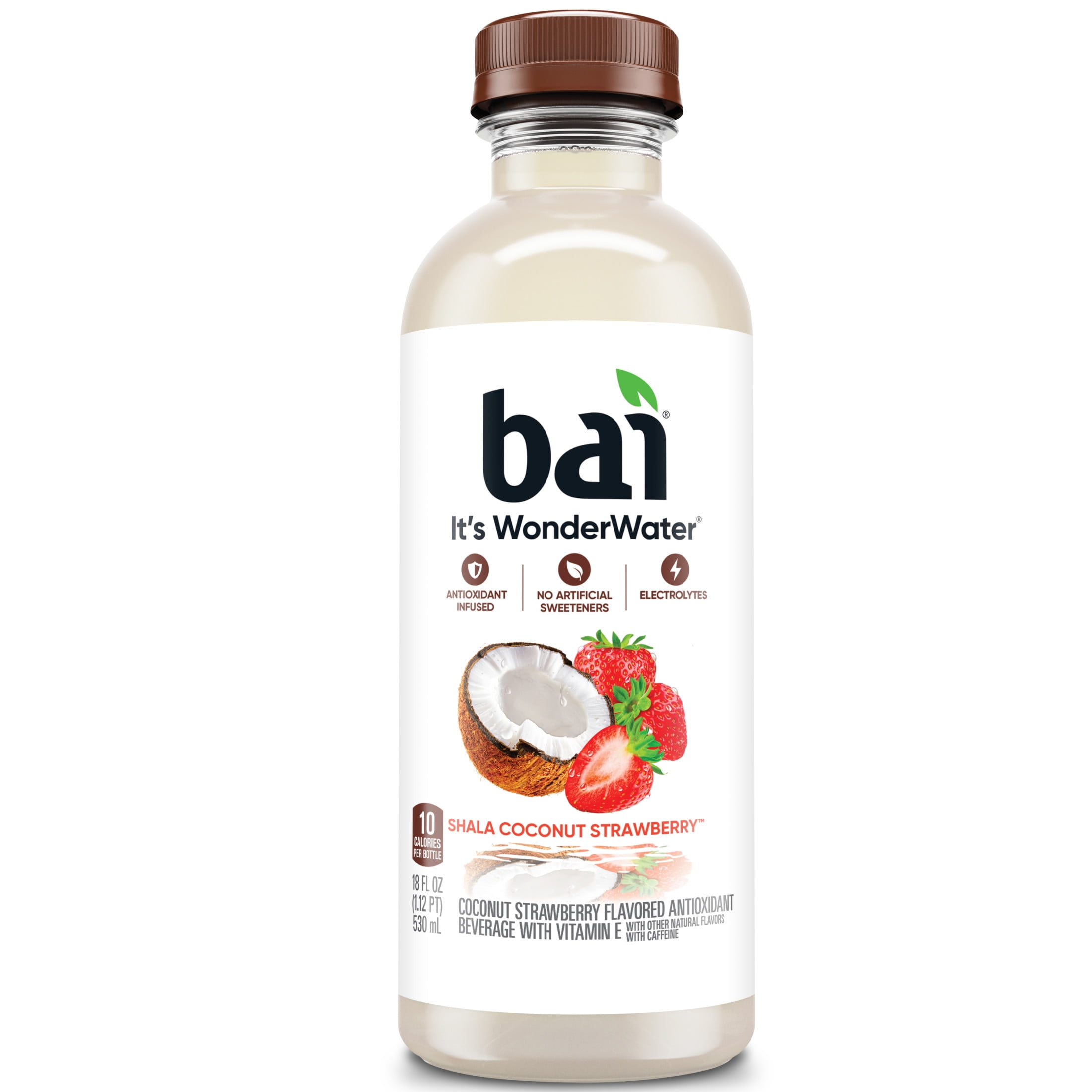 Bai Shala Coconut Strawberry Antioxidant Infused Water Beverage, 18 fl oz, 12 Pack Bottles