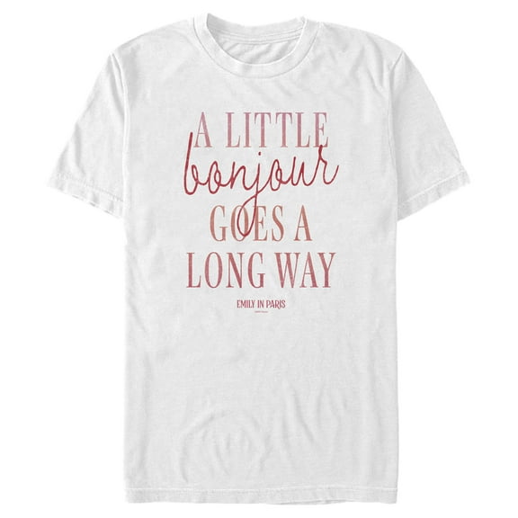 Men's Emily in Paris A Little Bonjour Goes a Long Way  Graphic Tee White / Bonjour X Large
