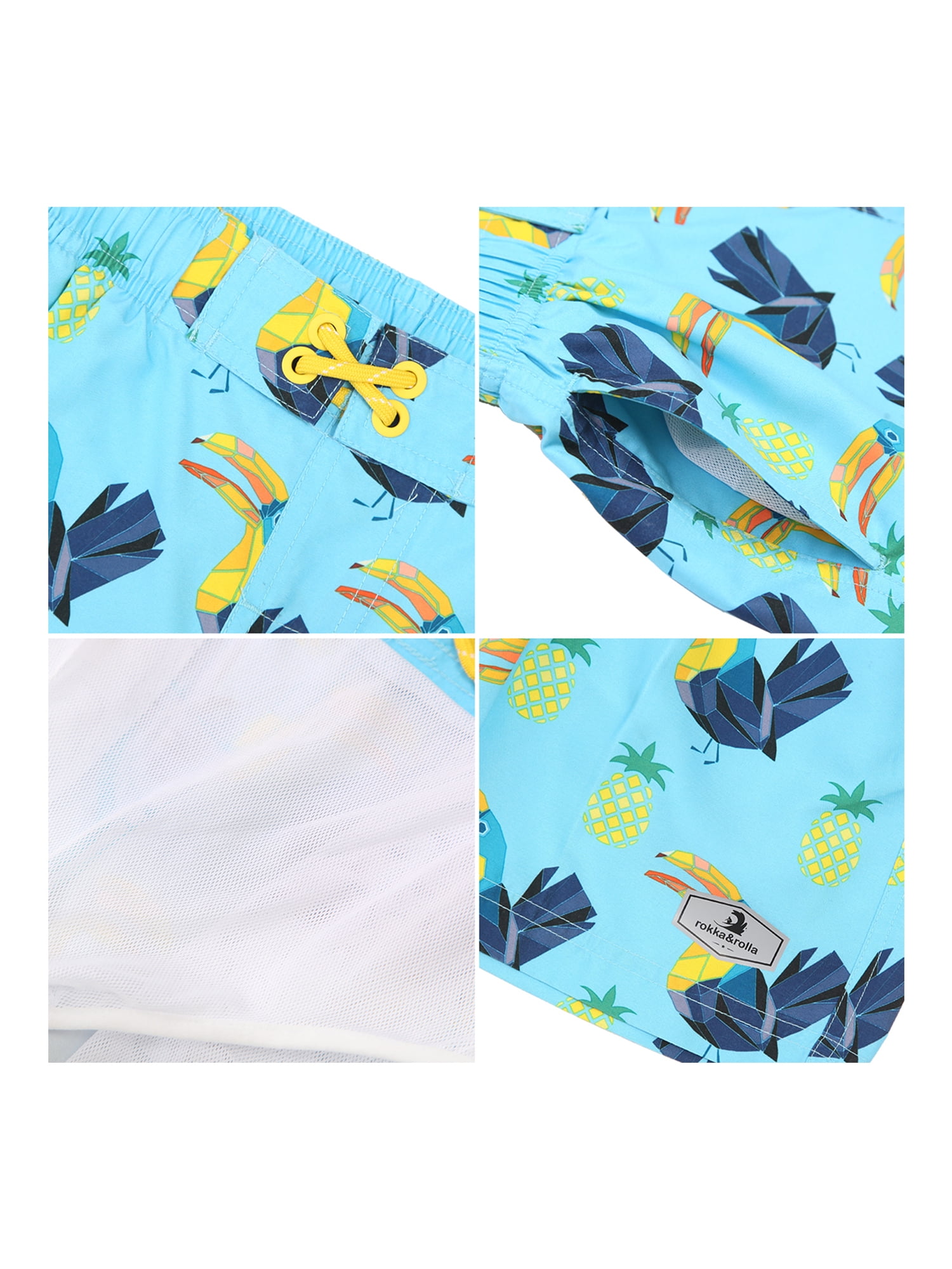 Rokka&Rolla Boys' Swim Trunks with Mesh Lining, UPF 50+ Sizes 4-18