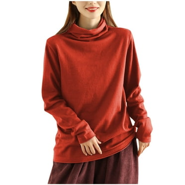 ATOYSOY Women's Turtleneck Sweater Long Sleeve Lightweight Pullover Knit Tops Clearance Orange