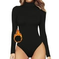 thumbnail image 2 of Femmes Mode Faux Col Roulé Manches Longues Solides Tops en Peluche Combinaison, 2 of 5