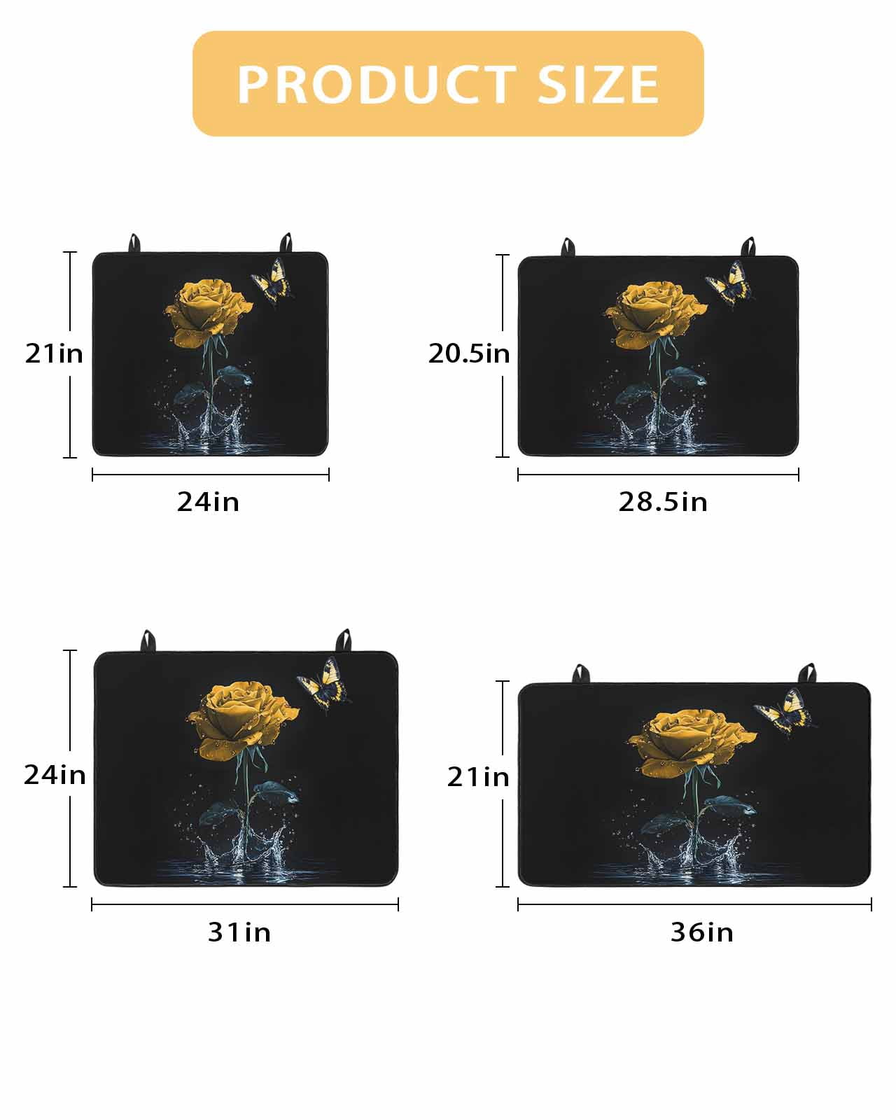 nqOlkjepod Large Induction Cooktop Protector Mat 24"x21", Yellow Roses Stove Top Covers for Electric Stove, Modern Art Splash Flowers Butterfly Stove Burner Cover Mats, Glass Top Stove Cover
