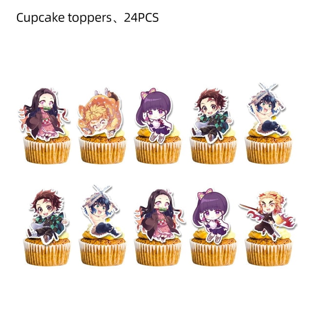 Decoraciones de fiesta de cumpleaños de Anime Demon Slayer, vajilla de globo, taza de papel, placa, pegatina, No Yaiba Kimetsu, suministros para fiesta de cumpleaños