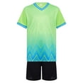 thumbnail image 3 of Linjinx Kids 2pcs Sports Suit Quick Dry Printed Contrast Color Shirts Shorts Set For Football Basketball B Green 24, 3 of 7