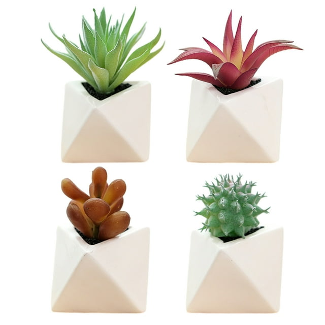 4 Uds simulación de plantas suculentas en macetas decoración creativa pequeño triángulo bonsái decoración artificial de interior plantas verdes