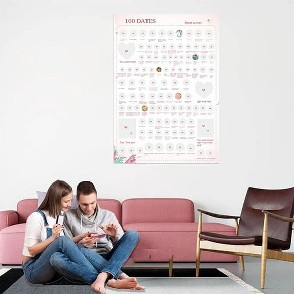 TopLLC 100 Dates Ideas Scratch Off Poster 100 Choses entre les Couples Grattage Poster 100 Dates Poster Couple Poster on Clearance