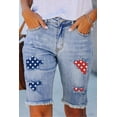 thumbnail image 4 of Blibea Womens Bermuda Jean Shorts with Pockets Star Print Distressed Ripped Denim Bermuda Shorts Sky Blue 8, 4 of 5