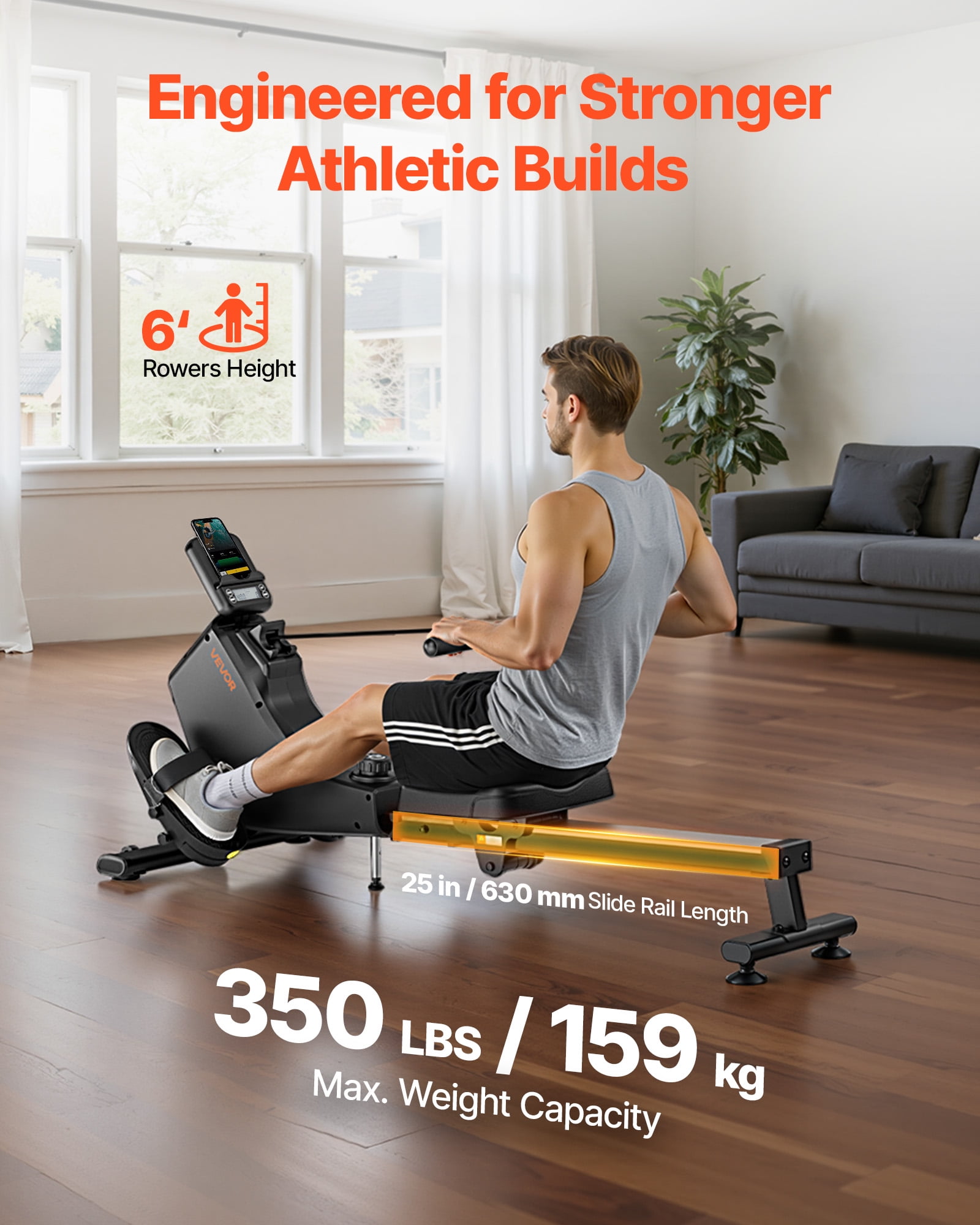 VEVOR Magnetic Rowing Machine,16-Level Quiet Resistance Adjustable, Foldable Rower Machine for Home, 350 LBS Weight Capacity, Row Machines with Smooth Pulley Design