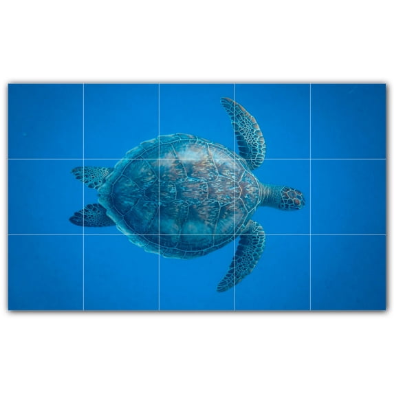 Picture-Tiles.com: Turtle Ceramic Tile Wall Mural WAL501067-53M. 30"W x 18"H using (15) 6" x 6" Ceramic Tiles-Satin Finish