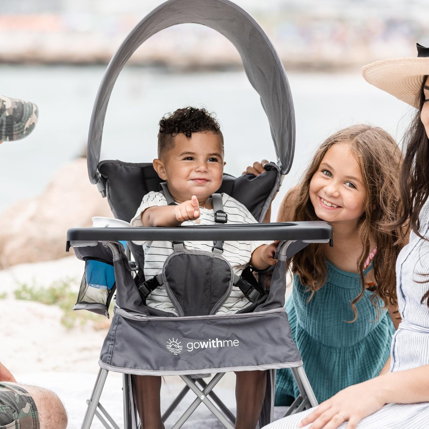Go With Me Jubilee Deluxe Portable Infant Chair, Removable Canopy, Gray