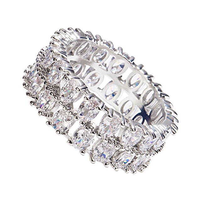 Bague Double Pleine en Diamant pour Femme, Bague Rouge Incrustée Tendance