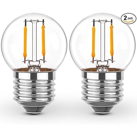 G40 LED Light Bulbs, 1W Equivalent 10 Watt, E26 Medium Base, Warm white 2700K, Dimmable Golbe Bulb For Bedside Lamp, 2Pack