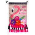 thumbnail image 1 of Evergreen Burlap Garden Flag - Fringe Flamingo, Size - 12.5  x 18 Inches, Outdoor Seasonal Holiday Yard Decorative Flag, 1 of 7