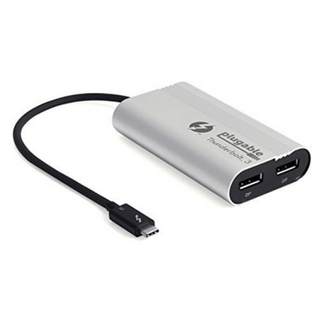 Plugable Thunderbolt 3 Dual Monitor Adapter - USB-C to DisplayPort for Mac and