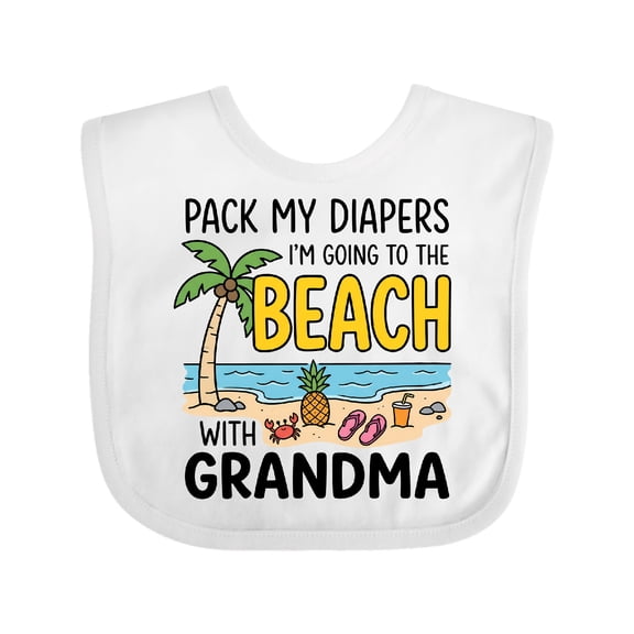 Inktastic Beach Vacation with Grandma Boys or Girls Baby Bib