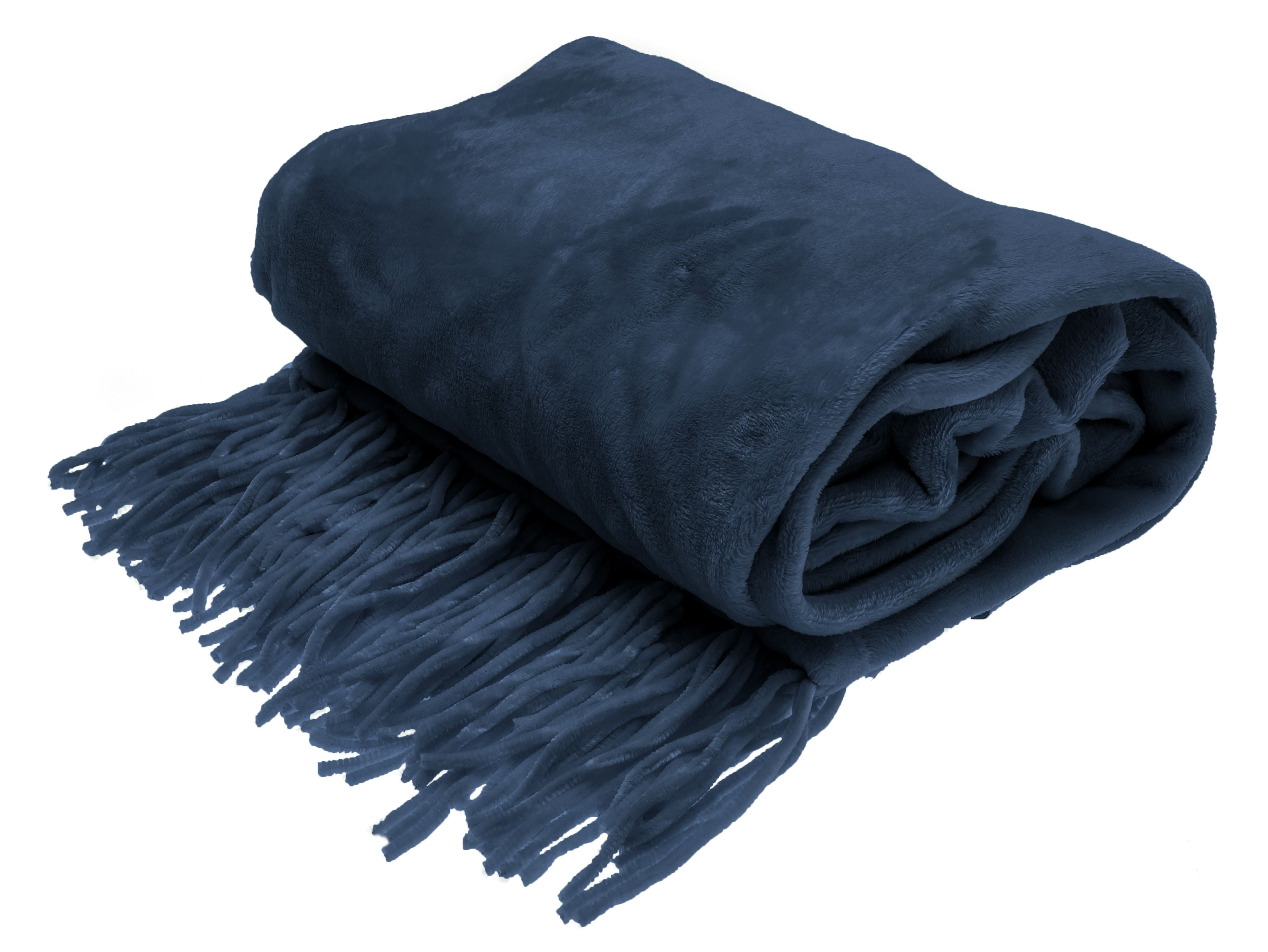 Style Basics Chenille Fringe Sofa Throw Soft Warm Flannel Plush For