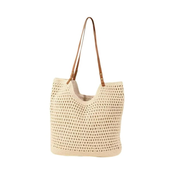 Bolso de hombro para mujer, bolso de mano tejido, bolso de viaje, bolso de viaje portátil y elegante, bolso de viaje informal Beige 40cmx32cm