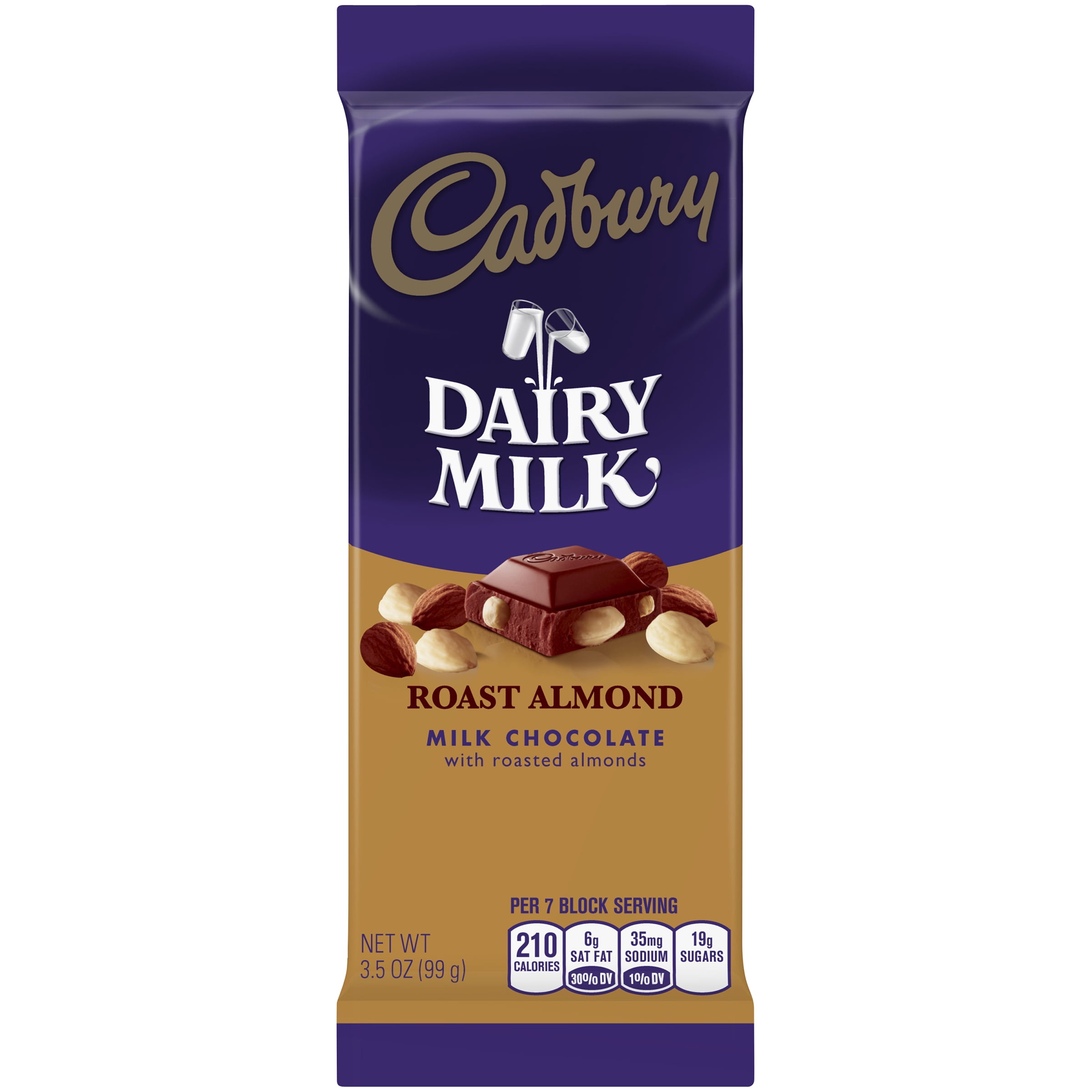 CADBURY Milk Chocolate Bar Candy with Roasted Almonds, 3.5 oz, Bar