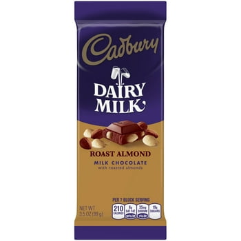 CADBURY Milk Chocolate Bar Candy with Roasted Almonds, 3.5 oz, Bar