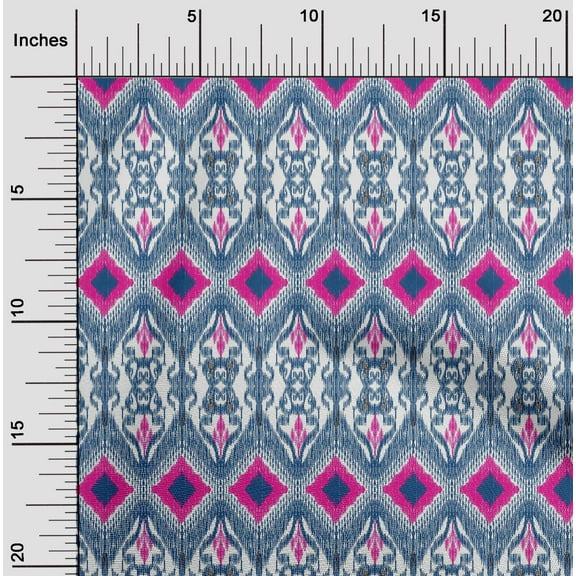oneOone Organic Cotton Poplin Twill Fabric Geometric Ikat Print Fabric By The Yard 42 Inch Wide