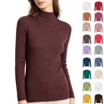 thumbnail image 2 of DYTTDG Women's Mock Neck Ribbed Knit Long Sleeve Top | Solid Slim Basic Pullover Soft Stretch Layering Shirt for Spring Fall Daily Wear, 2 of 8