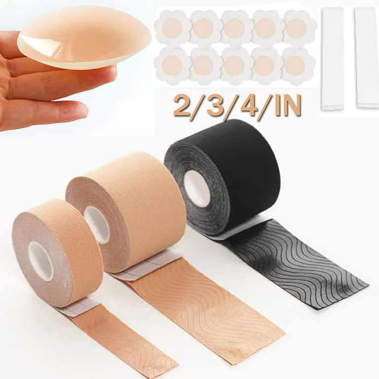 Boob Tape, Breast Lift Boobytape with Nipple Covers, Waterproof Bob Tape  DIY Breathable Breast Lift Tape for A-E Large Breast Pink