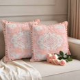 thumbnail image 2 of Pink Boho Outdoor Waterproof Pillow Covers, Vintage Abstract Tribal Decorative Oriental Decorative Square Throw Pillowcase Sofa Cushion Sham for Patio/Couch/Chair, 16"x16" 2 Pack, 2 of 8