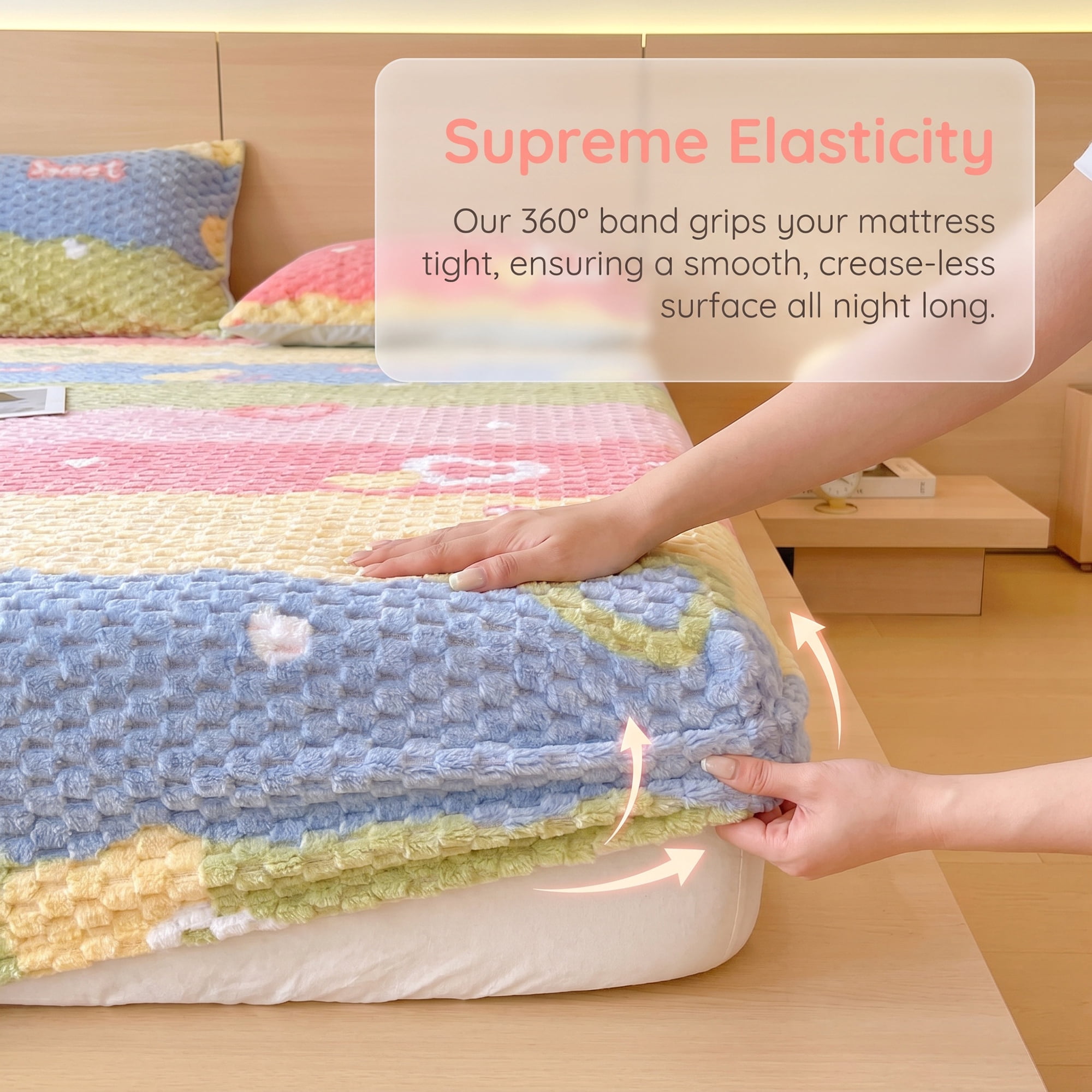 Unique Bargains Fitted Sheet Polyester Anti Wrinkle Soft Bedding 39.0"x74.8" Multicolor