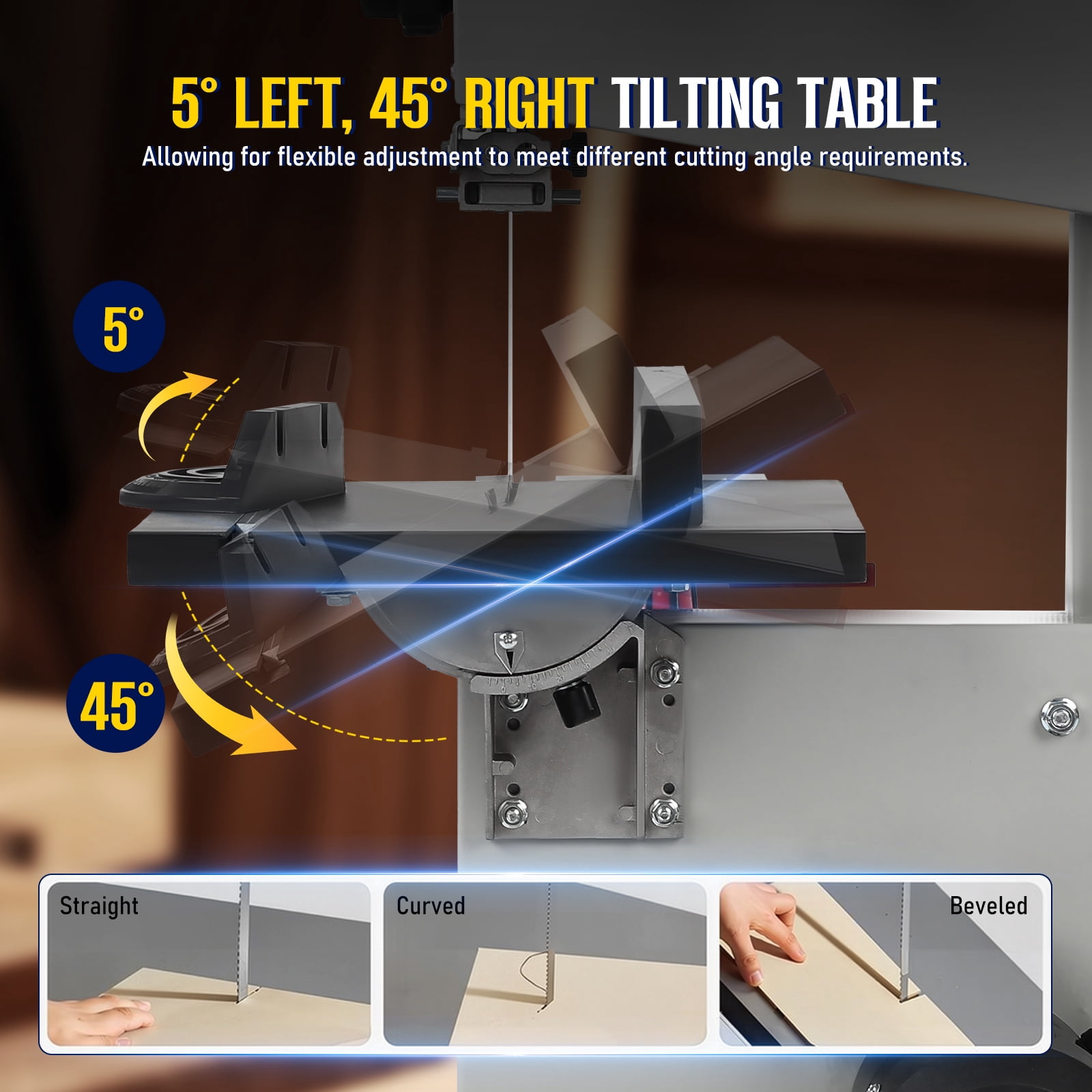 Hemoton Bench Band Saw for Woodworking with Adjustable Tilt and Double Sided Fence
