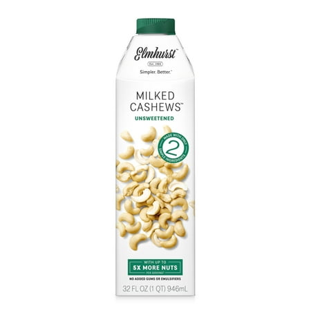 Elmhurst Unsweetened Cashew Milk, 32 fl oz (Best Cashew Milk Brand)