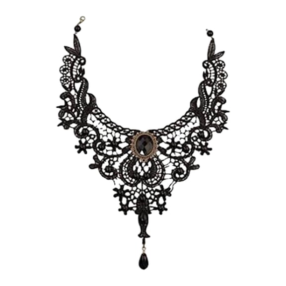 VMWMSSR Halloween Black Necklace For Women Vintage Gothic Style Neck Jewelry For Halloween Party Evening Dress Outfit Accessory(Black3-13.58")