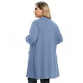 thumbnail image 3 of LARACE Women's Lightweight Open Front Cardigans Long Sleeve Casual Soft Drape Fall Cardigan SkyBlue 3X, 3 of 9