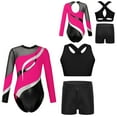 thumbnail image 6 of iiniim Girls 3 Piece Gymnastics Outfit Dance Bodysuit Dancewear Tank Ballet Unitards Hot Pink 8, 6 of 6