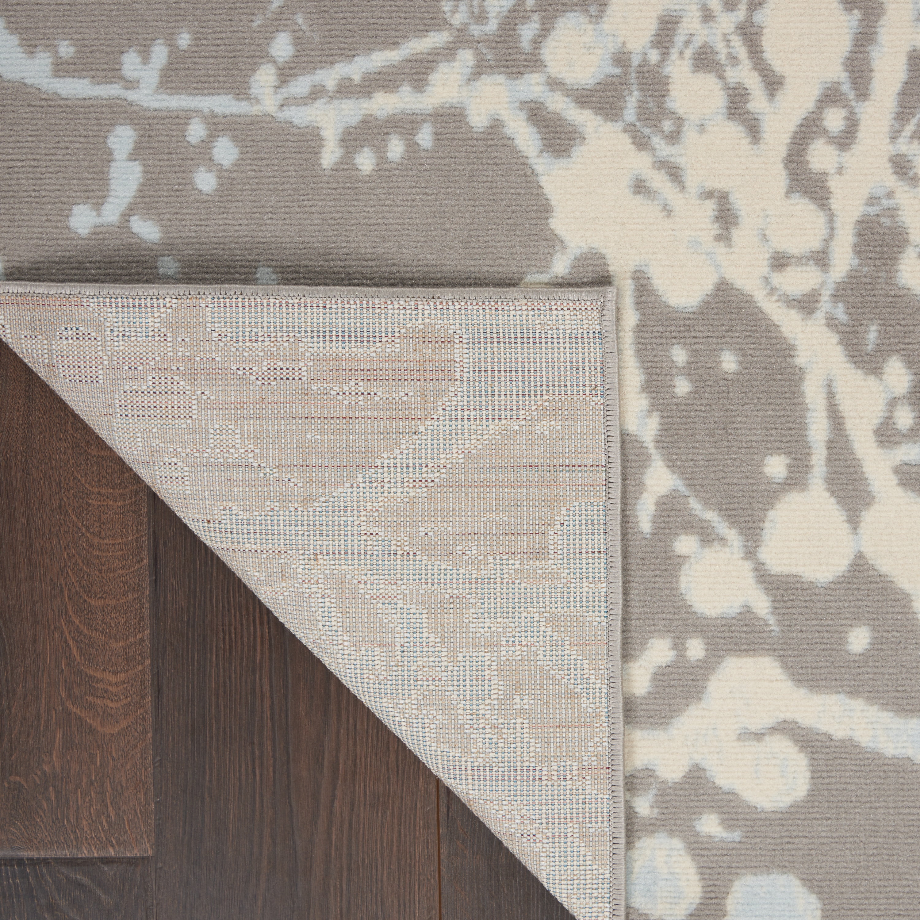 Nourison Bliss Modern Botanical Grey 5'3" x 7'3" Area Rug, (5' x 7')
