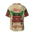 thumbnail image 6 of Lsque Christmas Vintage Red Truck print Men's Cuban Collar Short Sleeve Shirt Summer Beachwear Casual Button Down Fashionable Vacation Leisure Shirt-X-Large, 6 of 7