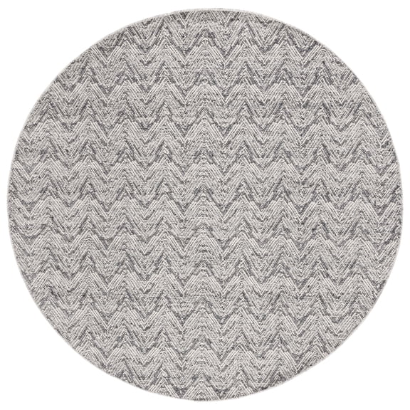 SAFAVIEH Kilim Torma Zig Zag Wool Area Rug, Beige/Black, 6' x 6' Round