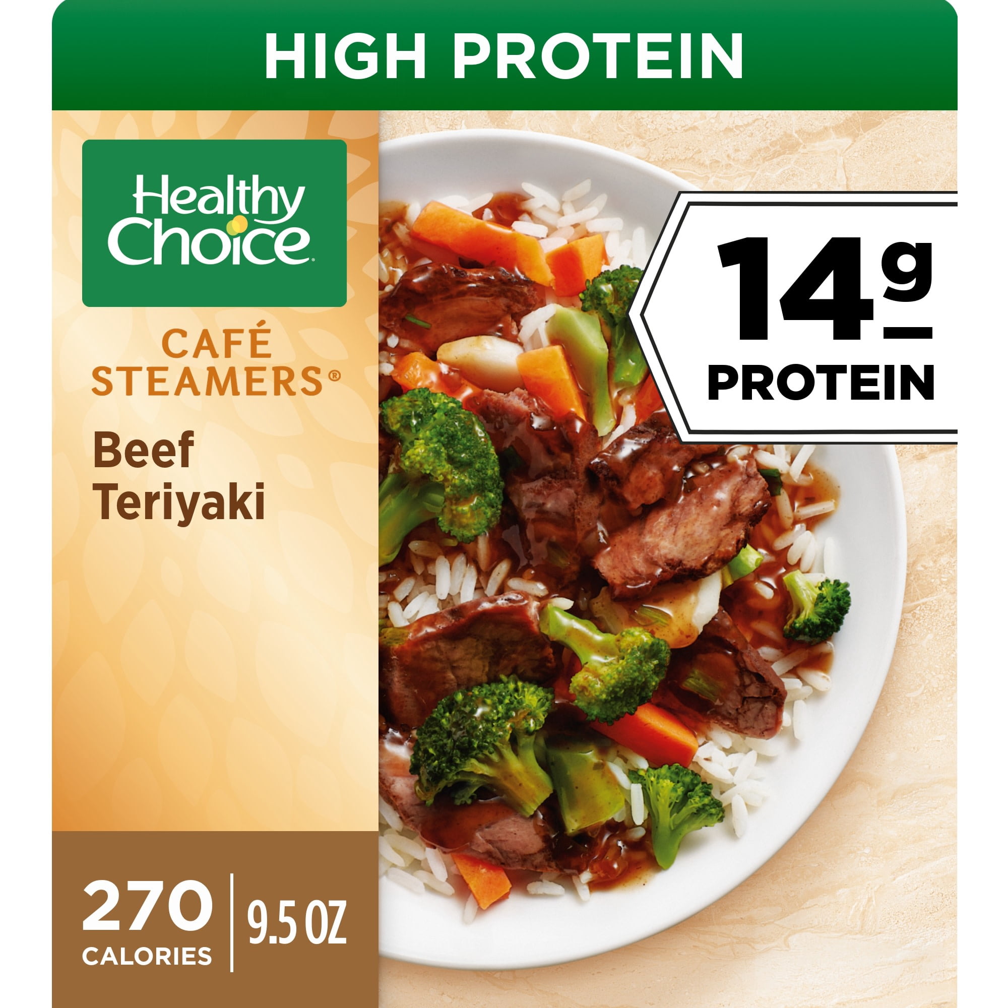 Healthy Choice Cafe Steamers Beef Teriyaki, High Protein Frozen Meal, 9.5 oz. Bowl