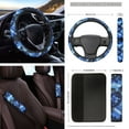 thumbnail image 4 of Yuyamidu Sea Turtle Car Seat Covers Full Set of 16 Blue Hibiscus Car Windshield Sun Shade Gear Shift Cover Hand Brake Cover Steering Wheel Cover Seat Belt Pads Rearview Mirror Cover Cup Mat Keychain, 4 of 7