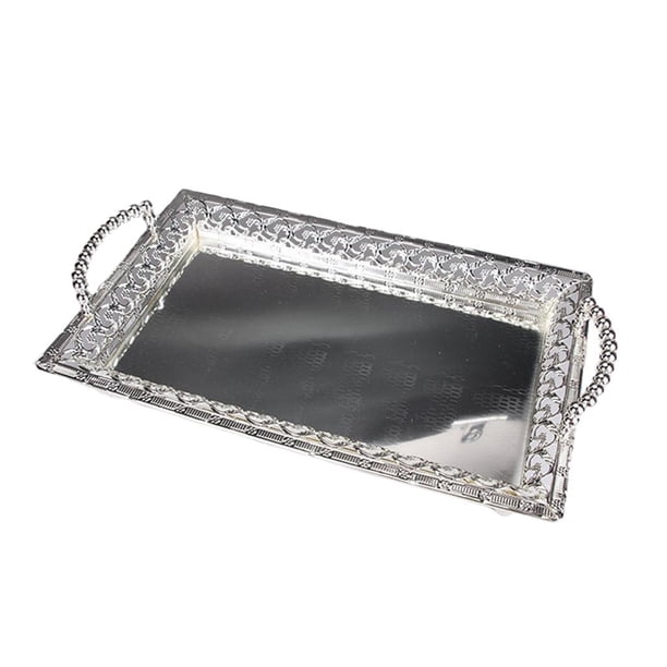 Bandeja para exhibir aperitivos, ensaladas, frutas, pasteles, té, joyas, postres Plata 30x18cm