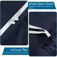thumbnail image 4 of 500 TC 100% Egyptian Cotton Premium Duvet set Zipper Closur Ultra Soft Durable and Fade Resistant Color Navy Blue Stripe size Full, 4 of 7