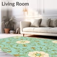thumbnail image 2 of ODIKA 5'x7' Machine Washable Non-Slip Area Rug, Elegant Botanical Swirl Decorative Medallion Tapestry Accent High Traffic Rug with Pad, Turquoise, 582934, 2 of 8