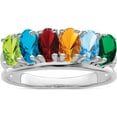 thumbnail image 2 of Sterling Silver Rhodium-Plated Synthetic 6 Stone Mother's Ring (Size 7) Made In United States xmr2/6ss, 2 of 5