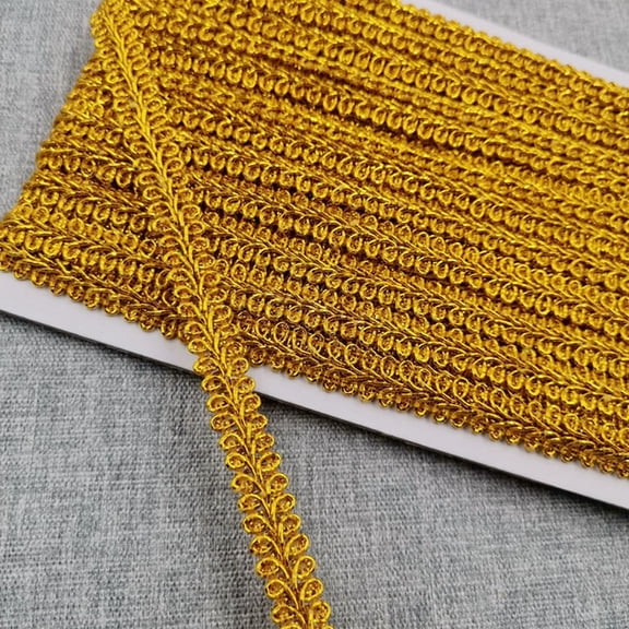 Golden Gimp Braid Trim, Polyester Woven Fabric Lace for Sewing, Costumes and Upholstery Decoration, 78.7 ft