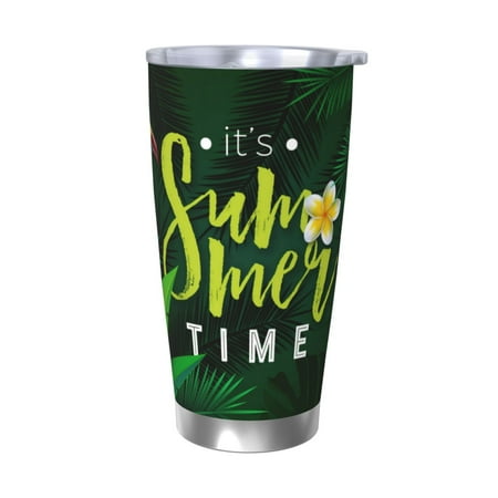 

Zeuib Tropical Summer Vibes Printed 20oz Stainless Steel Insulated Car Cup Stainless Steel Thermal Cup Vacuum Insulated Leak-proof Travel Mug Cup-Without Straw