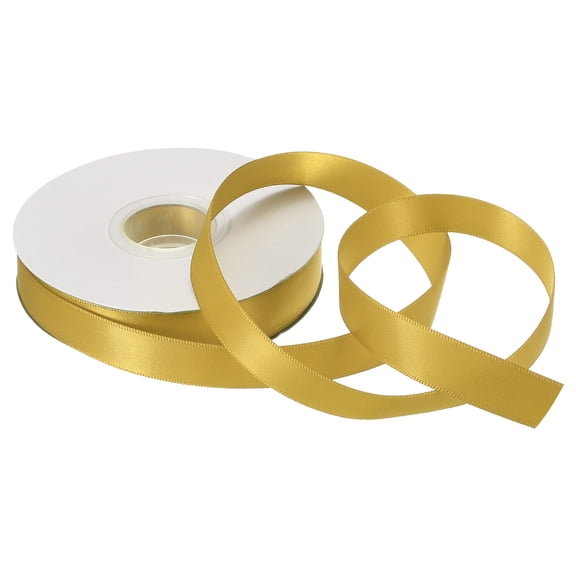 5/8 Inch 25 Yard Satin Ribbon Grosgrain Thin Solid Silk Wedding Bouquet Ribbon for Gift Wrapping Gold Yellow